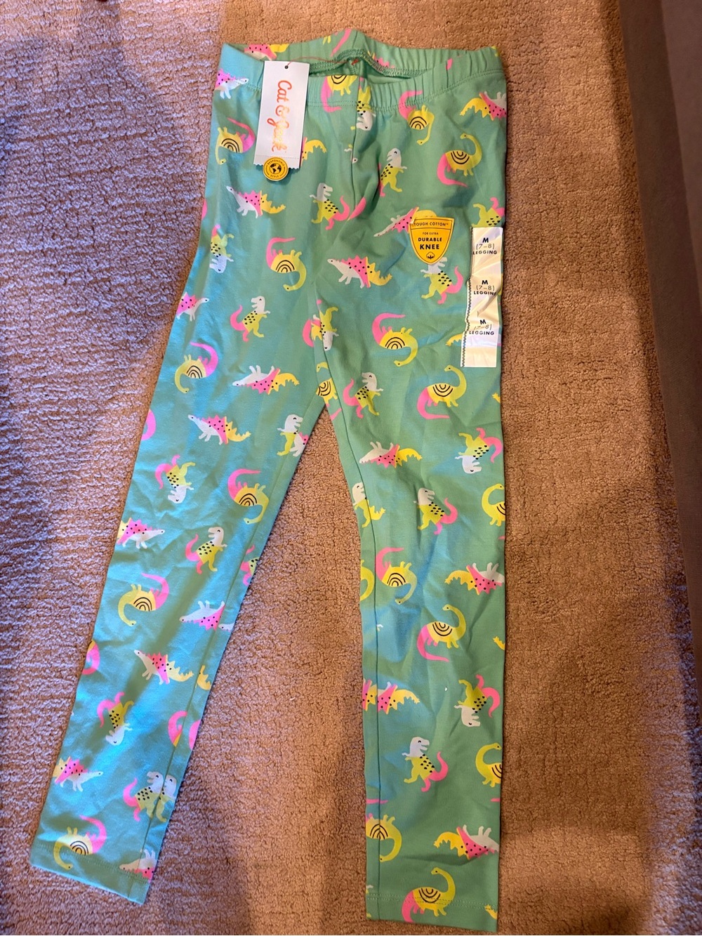NWT Mint Green Kids Dinosaur Print Leggings
